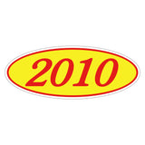 Oval Car Year Stickers - Red & Yellow
