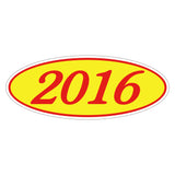 Oval Car Year Stickers - Red & Yellow