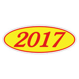 Oval Car Year Stickers - Red & Yellow