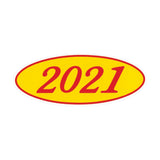 Oval Car Year Stickers - Red & Yellow
