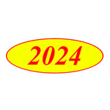 Oval Car Year Stickers - Red & Yellow