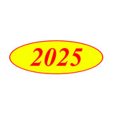 Oval Car Year Stickers - Red & Yellow