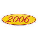 Oval Car Year Stickers - Red & Yellow
