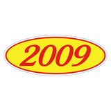 Oval Car Year Stickers - Red & Yellow