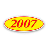 Oval Car Year Stickers - Red & Yellow