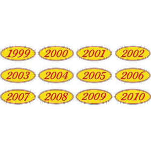 Year Oval-Red/Yellow-2007 Dozen/Pack-Peel and Stick Windshield Numbers, Ovals & Slogans-Hi Tech Industries-OVRY-07