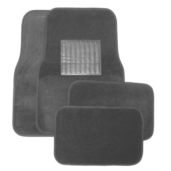 Deluxe 4 Pc. Carpet Mat Set w/ Heel Pad & Nib Back - Gray-Floor Mats & Accessories-Hi Tech Industries-9221