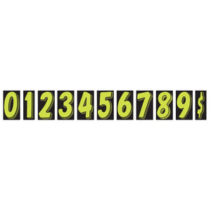 Windshield Number Decals 7.5" Fluorescent Green 12/pk-Peel and Stick Windshield Numbers, Ovals & Slogans-Hi Tech Industries-